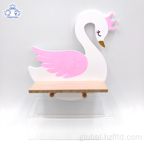 China Girls Swan Princess shaped wood wall shelf Factory